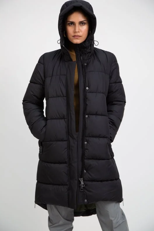 PORTOBELLO II recycled black long puffer jacket