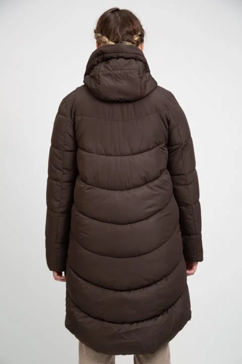 PORTOBELLO II recycled brown long puffer jacket