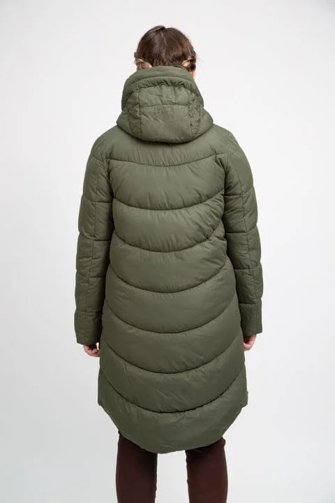 PORTOBELLO recycled olive green long puffer jacket