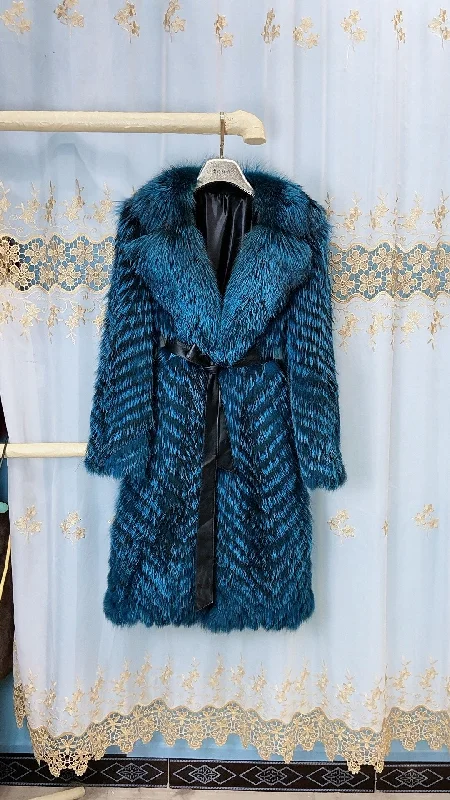 Real Fur Coat Big Fur Collar X-long Coats