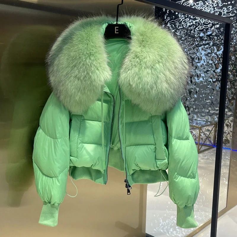 Real Fur Loose Duck Down Puffer Coats