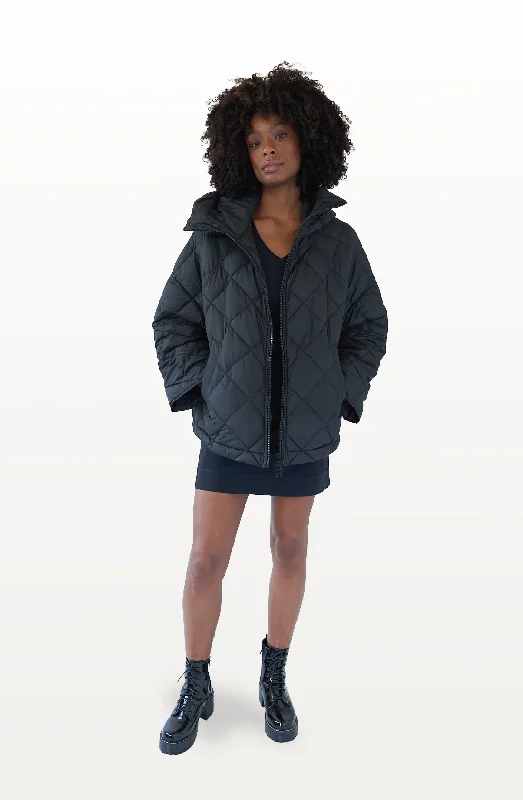 PRINCEDALE short black cape puffer jacket