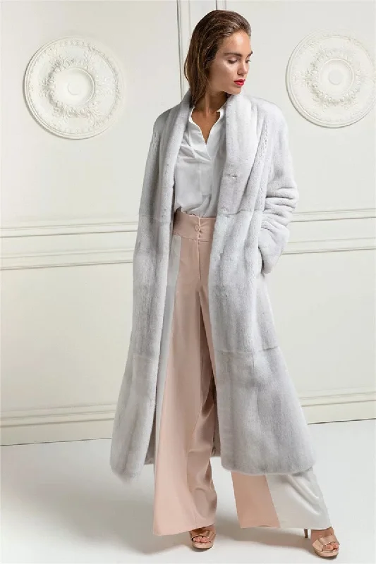 White Long Real Mink Fur Coats