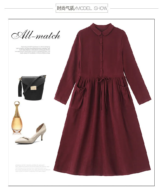 NiDELL Autumn New High-End Retro Shirt Elegant Dress Women's Temperament Slimming Women's Mid-Length Dress