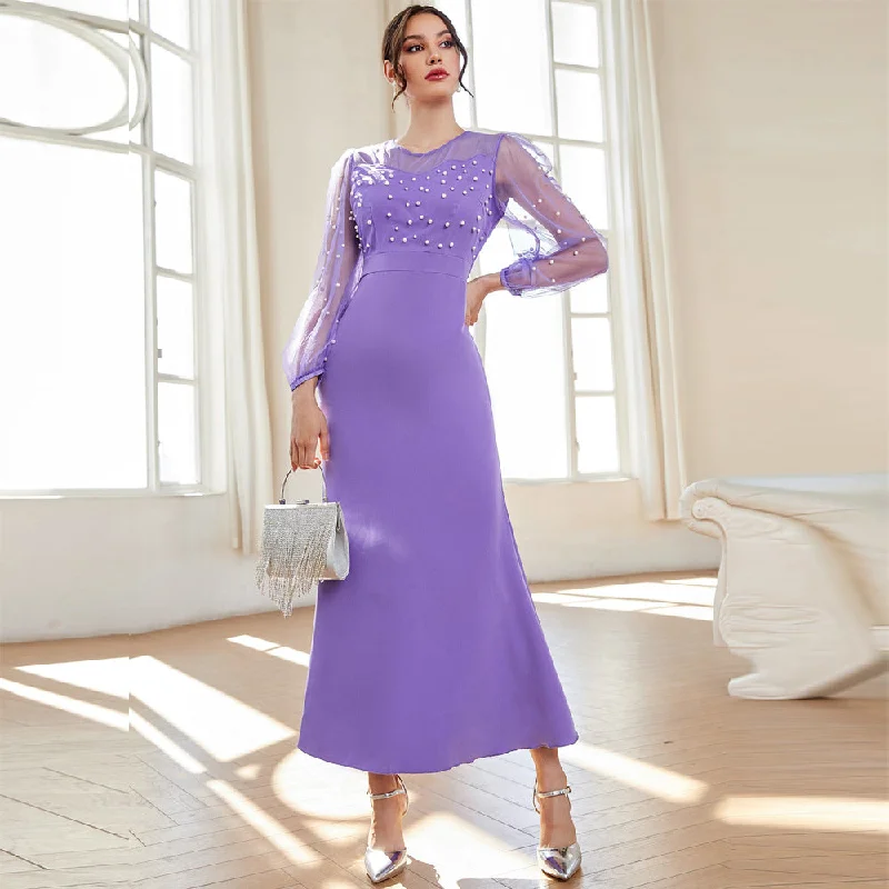 NiDELL Bx.901 Autumn New European and American Women's Clothing . Fashionable Elegant Beaded Dress in Stock