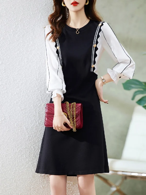 NiDELL Early Spring Waist Slimming Dress . Spring New Korean Style Elegant Anti-Aging Elegant Petite Skirt