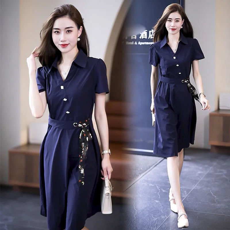 NiDELL High-End Middle-Aged Mom Slim Dress . Summer New Noble Lady Wide Lady Temperament plus Size Skirt Children