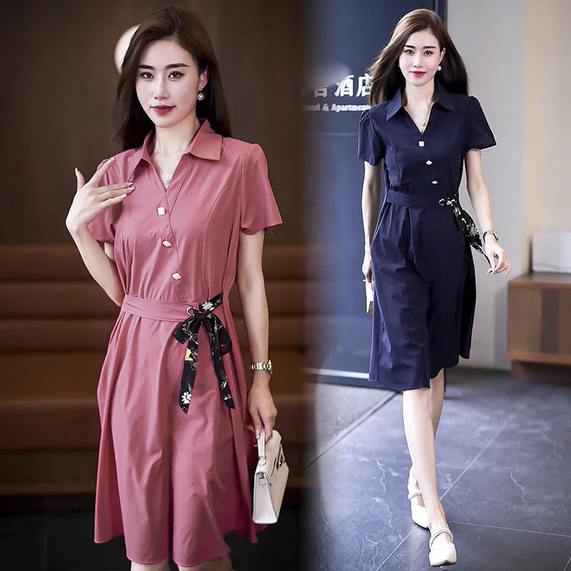 NiDELL High-End Middle-Aged Mom Slim Dress . Summer New Noble Lady Wide Lady Temperament plus Size Skirt Children