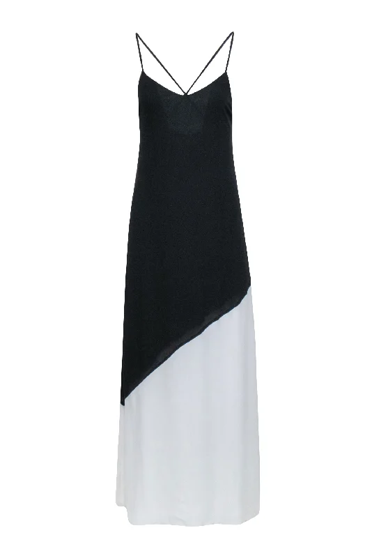 Alice & Olivia - Black & Ivory Color Block Sleeveless Maxi Dress Sz 2