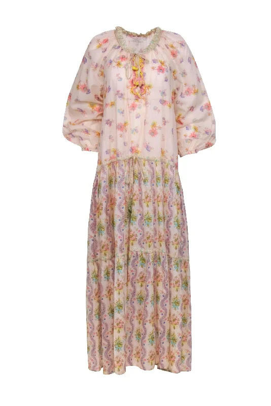 Anjuna Collection - Light Pink Floral Print Maxi Dress Sz M