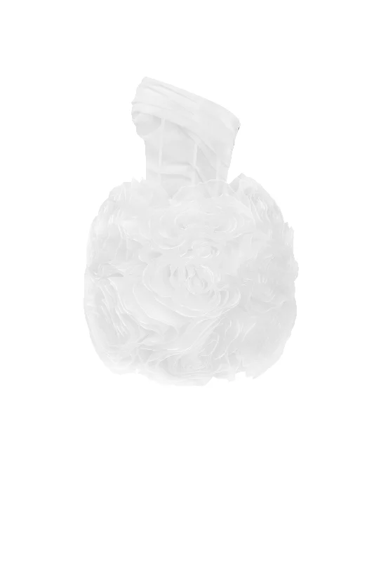 Appliquéd organza white mini dress