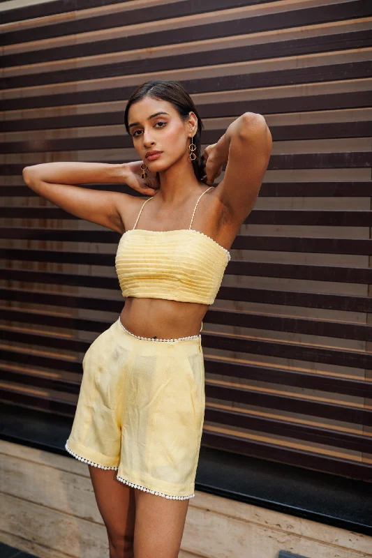 Attention please - high waist mini shorts in yellow