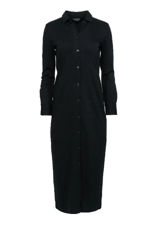 Club Monaco - Black Knit Maxi Shirt Dress Sz XS