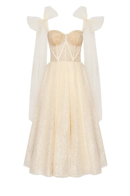 Melon Sparkly midi tulle dress