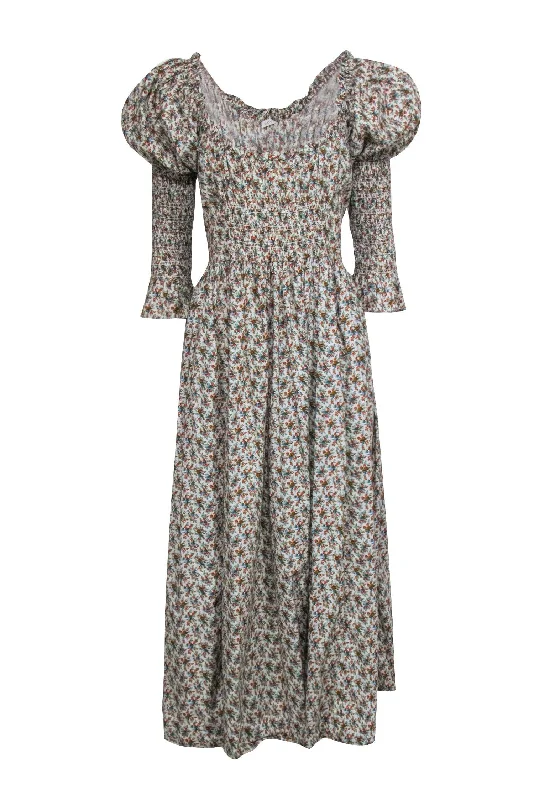 Doen - Ivory w/ Multi Color Floral Print Maxi Dress Sz Xl