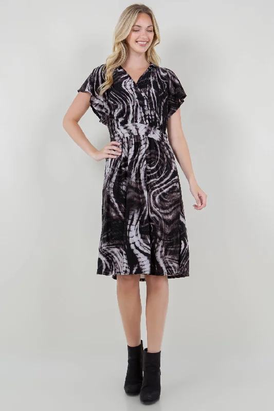 DOLMAN FLUTTER SLV SURPLICE MIDI DRESS - D3462-DSPR-A1053-1