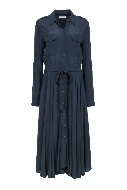 Equipment - Navy Maxi Shirtdress w/ Tie Waist Sz 6