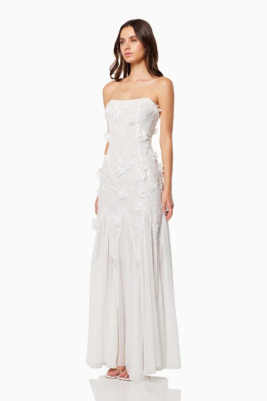 Evadne Strapless Maxi Gown In White