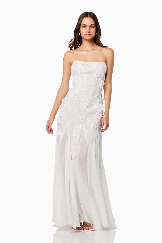 Evadne Strapless Maxi Gown In White