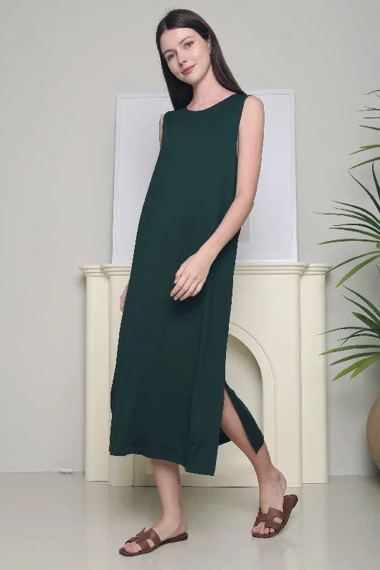 Evan Open Back Midi Dress Emerald