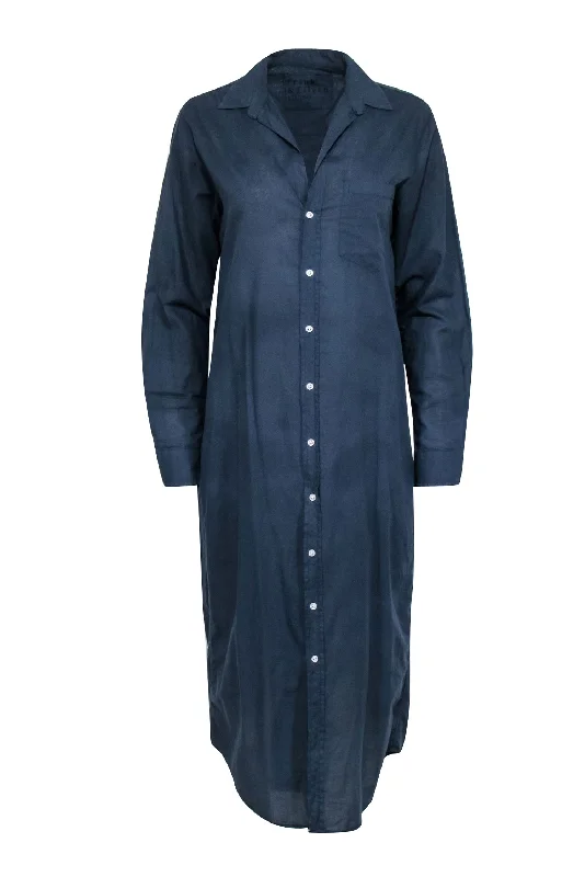 Frank & Eileen - Navy Cotton ""Rory"" Maxi Shirt Dress Sz S