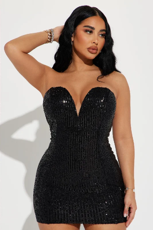 Giselle Sequin Micro Mini Dress - Black