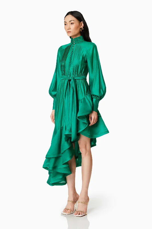 Honeymoon Long Sleeve Maxi Dress In Green