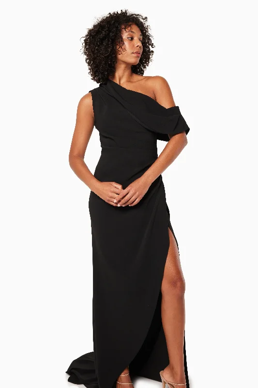 Isadora Off The Shoulder Maxi Gown in Black