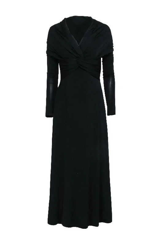 Khaite - Black Long Sleeve Mid Maxi Dress Sz M