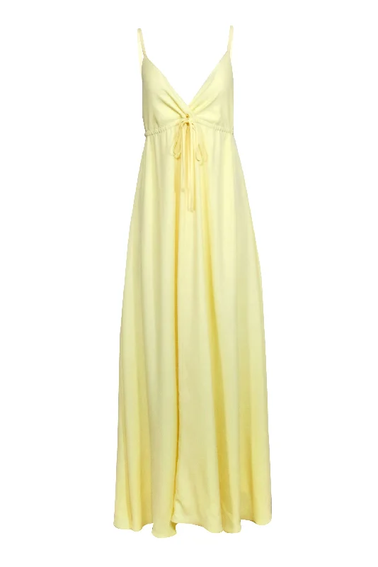 L'Agence - Yellow Sleeveless Drawstring Waist Maxi Dress Sz L