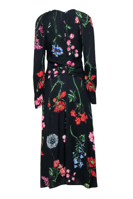 Lela Rose - Black & Multi Color Floral Maxi Dress Sz 6