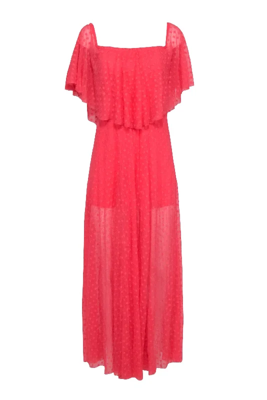 Likely - Coral Floral Eyelet Maxi Dress Sz 0