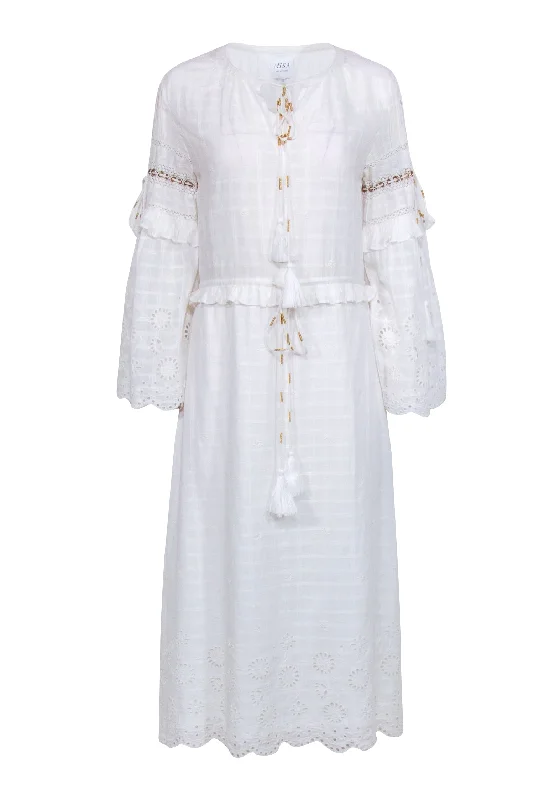 MISA Los Angeles - White Cotton Long Sleeve Maxi Dress Sz XS