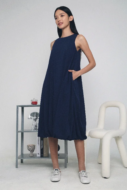 Nala Bubble Midi Dress Navy