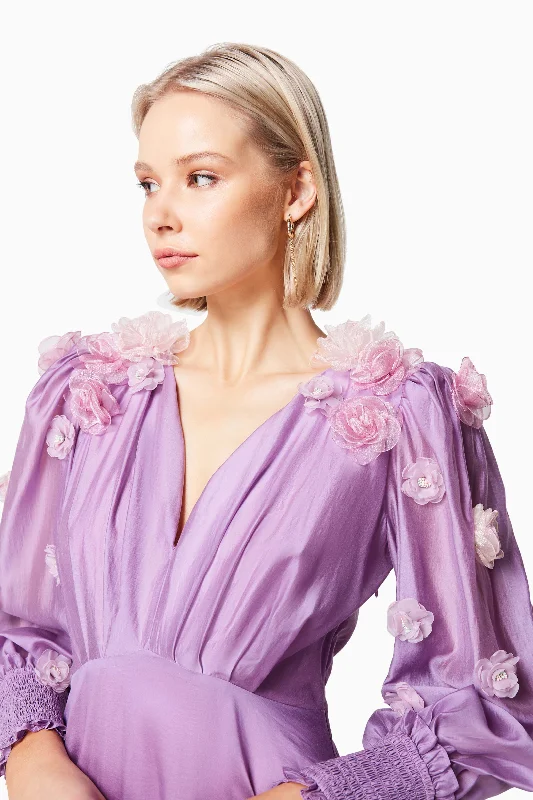 Nectar 3D Rosette Maxi Dress In Purple