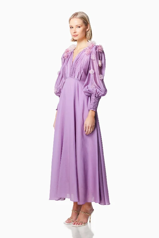 Nectar 3D Rosette Maxi Dress In Purple