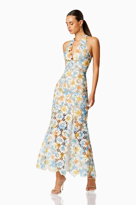 Nesting Floral Lace Maxi Dress In Multi