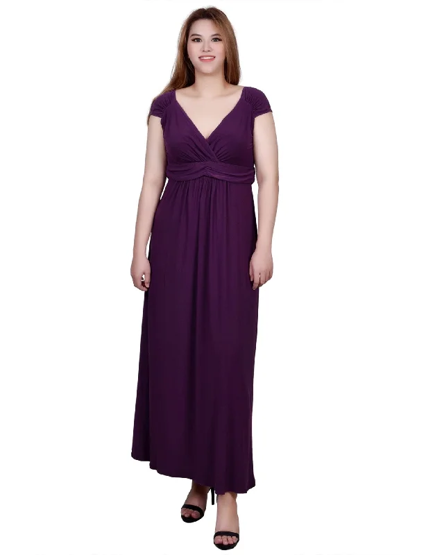 Ruched Empire-Waist Maxi Dress