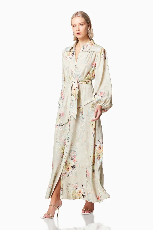 Odessa Floral Maxi Dress In Green