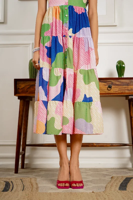 Perfect heart - multicolour bandeau midi dress