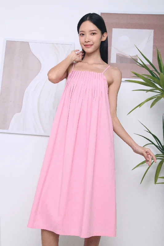 Rygel Pinch Pleat Midi Dress Pink