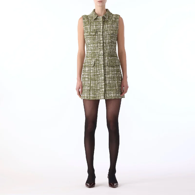 S/L MINI COLLARED TWEED DRESS