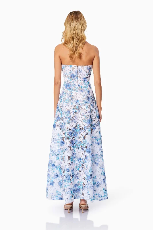 Savannah Fitted Strapless Maxi Dress In Blue - Pre Order