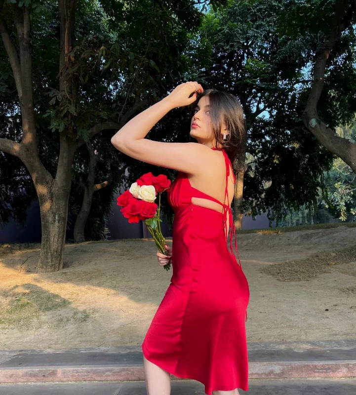 Secret Desire Red Satin midi dress