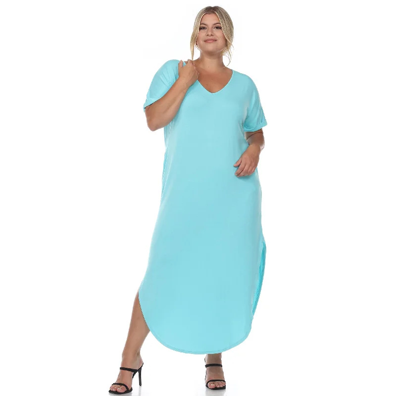 Short Sleeve V-neck Maxi Dress - Plus