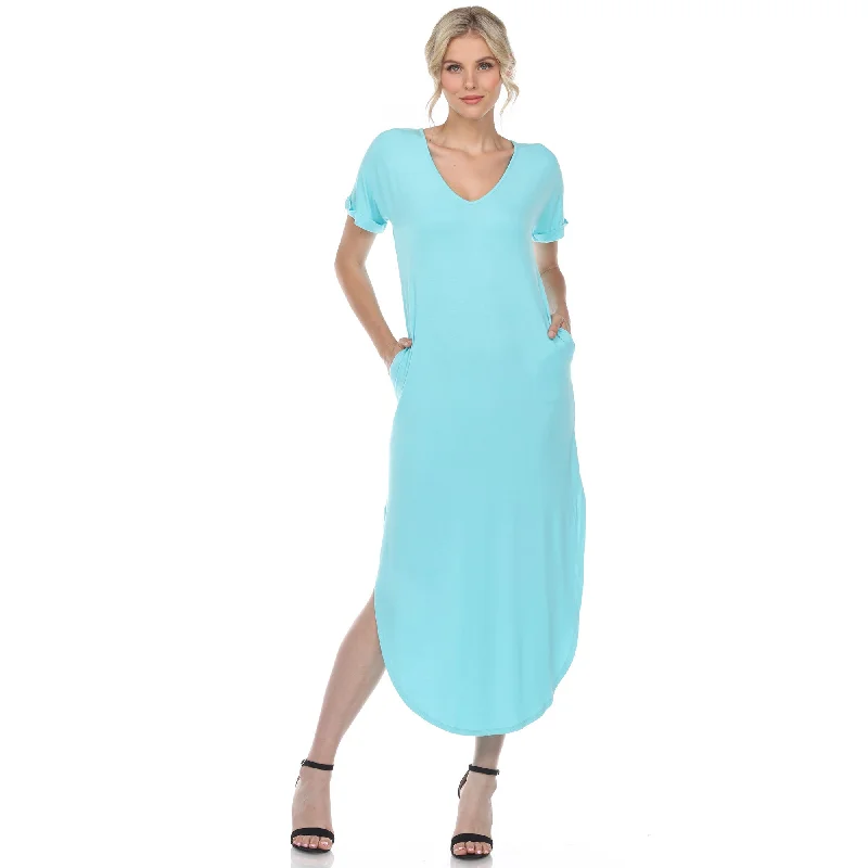 Short Sleeve V-neck Maxi Dress