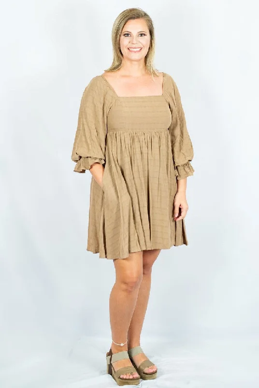 Square Neck Mini Dress with Ruffle Sleeves by Entro Clothing