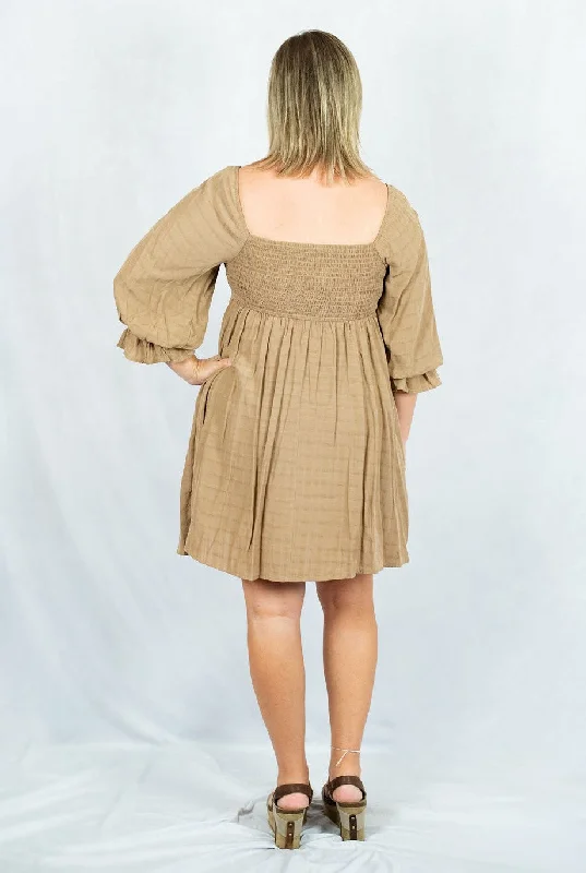 Square Neck Mini Dress with Ruffle Sleeves by Entro Clothing