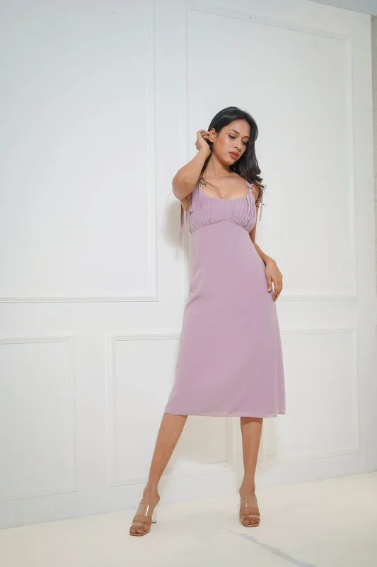 Sweet love lavender tie strap midi dress