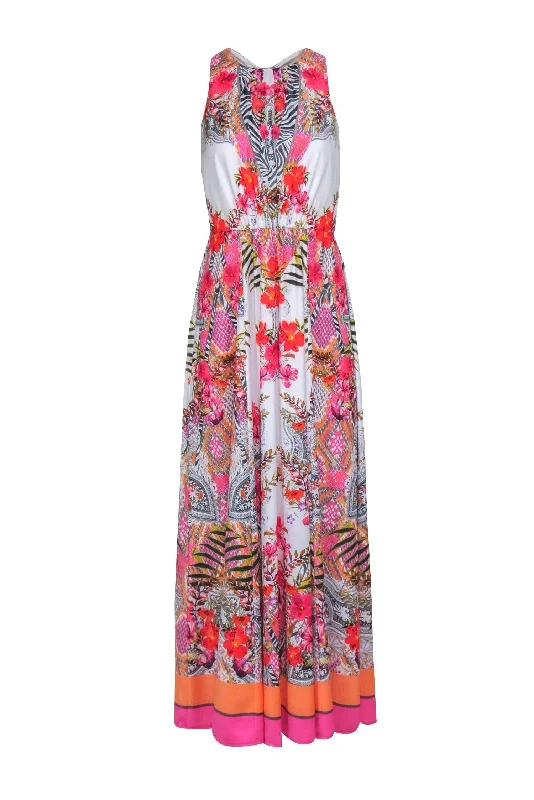 Ted Baker - White & Multi Color Floral Print Maxi Dress Sz 6